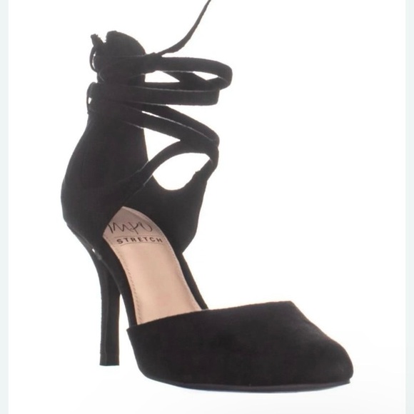 Impo Shoes - IMPO Womens Black Suede Tennessee Stretch Ankle Wrap High Heel Pumps , Sz 6.5